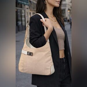 Salvatore Ferragamo Gancini Canvas Hobo Bag